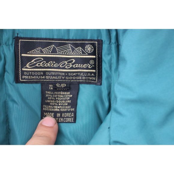 Vintage Eddie bauer Women's small premium goose down puffer jacket green pockets - Picture 2 of 16